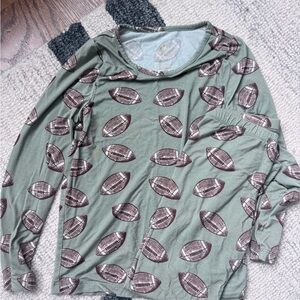 Pink Chicken Green Football Pajama Set